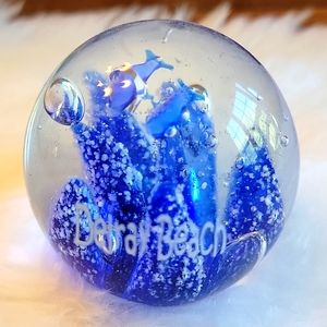 Glass paperweight marked Delray Beach